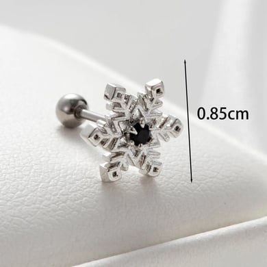 1 Piece Simple Series Classic Snowflake Silver Color Women's Stud Earrings h5 